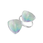 Elegant Sterling Silver Triangle Shape Ring With Mother Of Pearl In Balinese Design